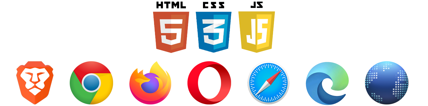 Browswers: Brave, Chrome, Firefox, Opera, Safari, Edge, Android